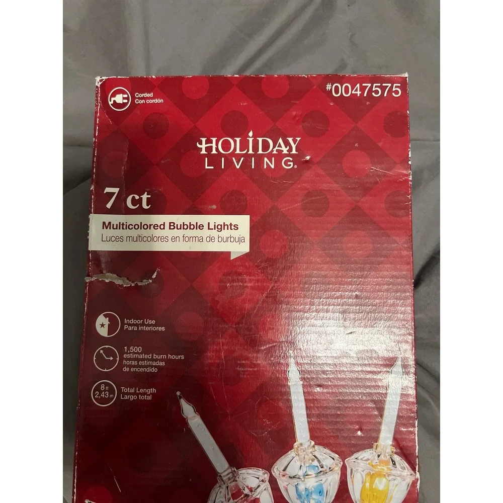Holiday Living 7 Ct Multicolor Bubble Lights Christmas String‎ Lights Tested Box
